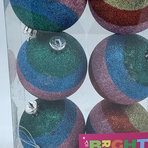 Glitter Ball Striped Christmas Tree Ornaments Multi-color - Picture 13 of 13